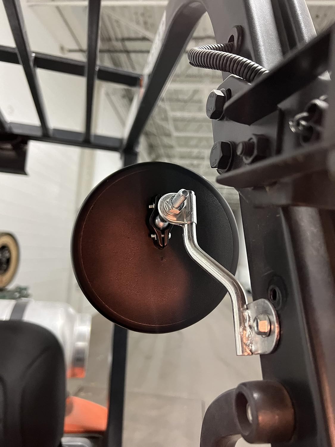 Universal 6in Round Spot Forklift Mirror with Arm | WIDE-ANGLE VISIBILITY: Convex glass expands your field of view to