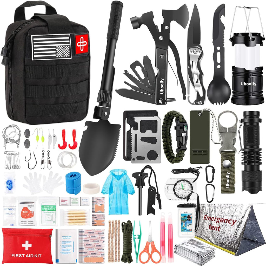 Survival Kit, Gifts for Men Women Teen Boys, 252 pcs Survival Gear and Equipment Mini First Aid Kit for Car Home