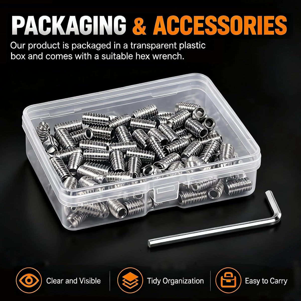100Pcs #6-32 x 3/16" Set Screws, Hex Socket Grub Screws with Cup Point