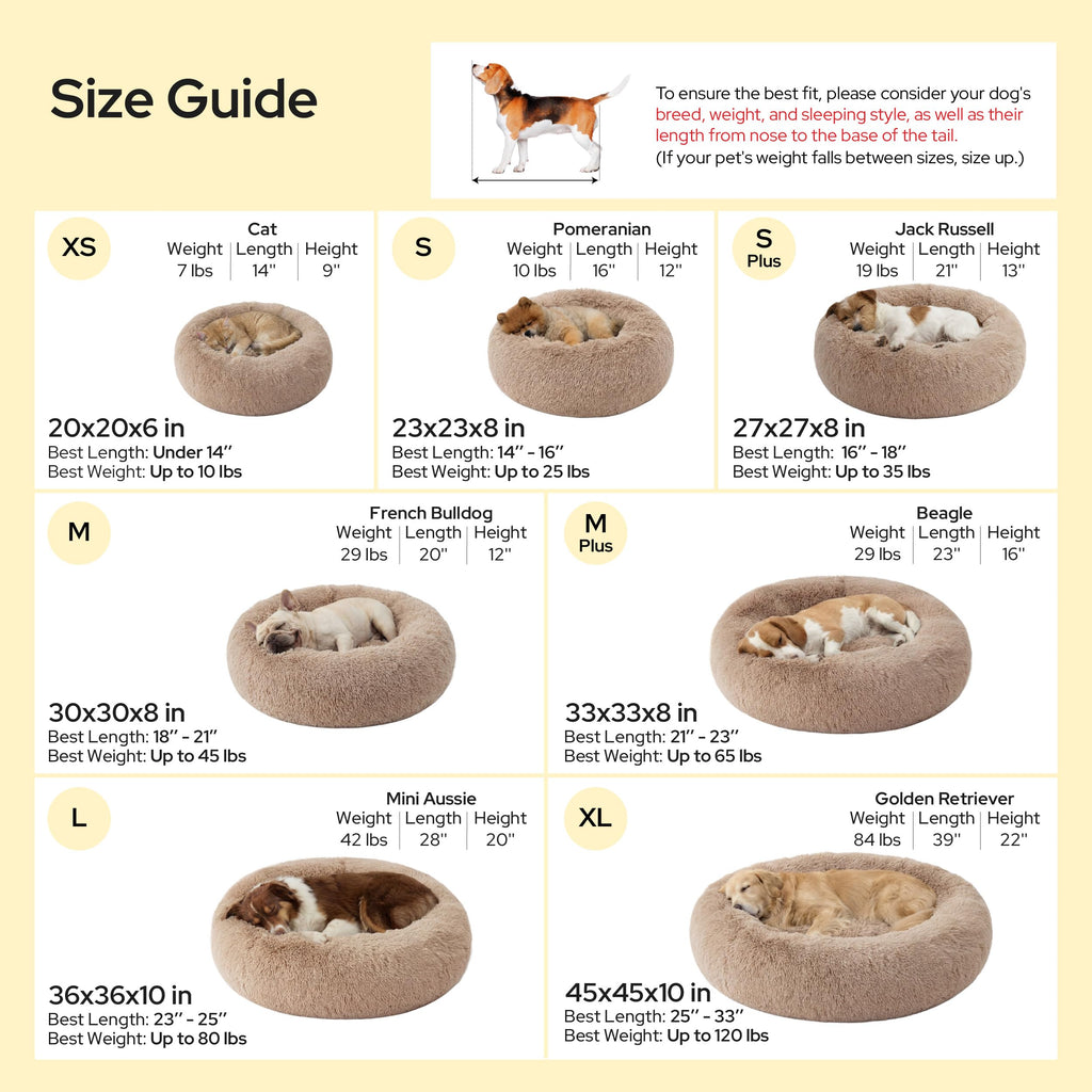 Calming Small Medium Dog Bed Donut Washable Puppy Bed,27ins Camel