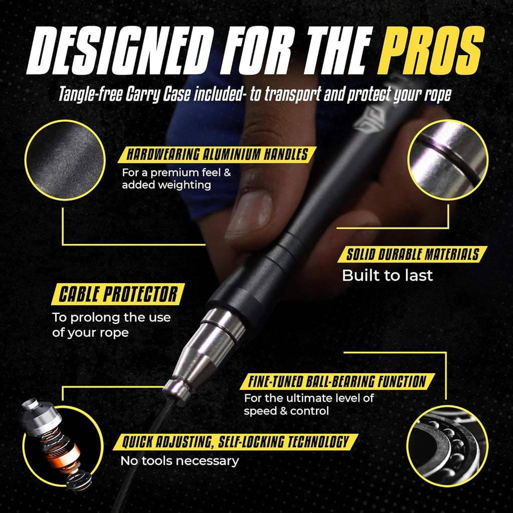 Speed Rope - Professional Self-Locking & Adjustable, Adult Speed Jump Ropes for Fitness | 2 x Steel Ropes, Cable