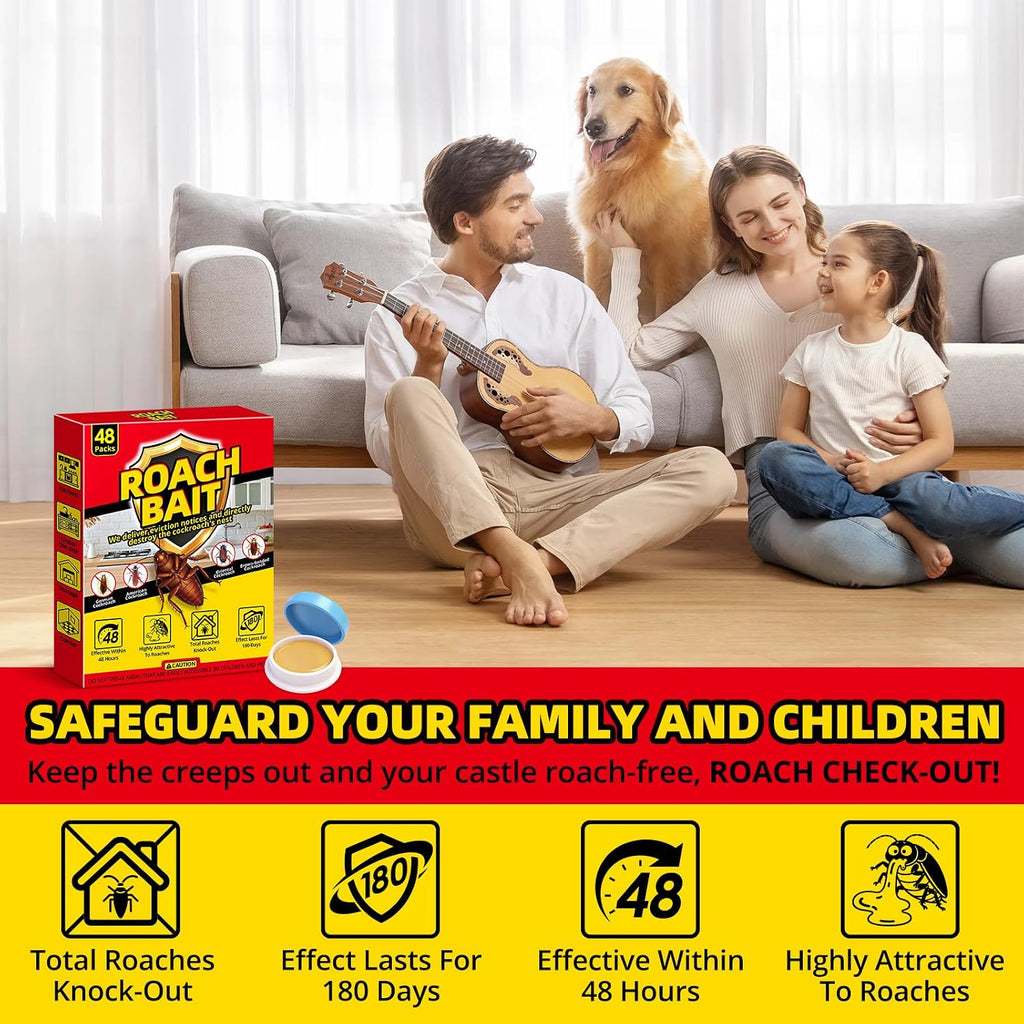 Cockroach Killer Indoor Home - 48 Packs | Roach Elimination Gel Fast-Acting in Kitchen and Home | Kills the Roaches'