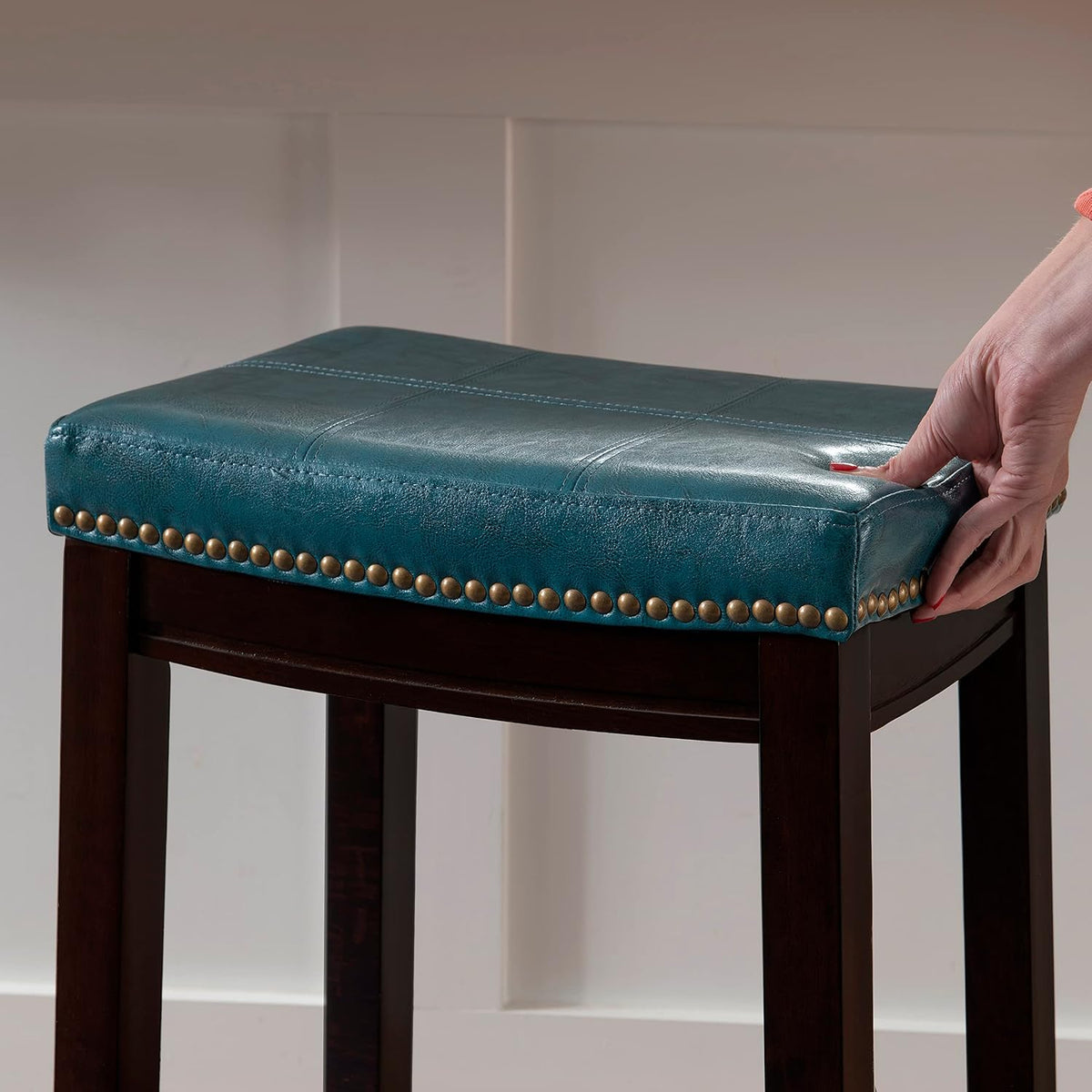 Carson Blue Backless Counter Stool, Brown