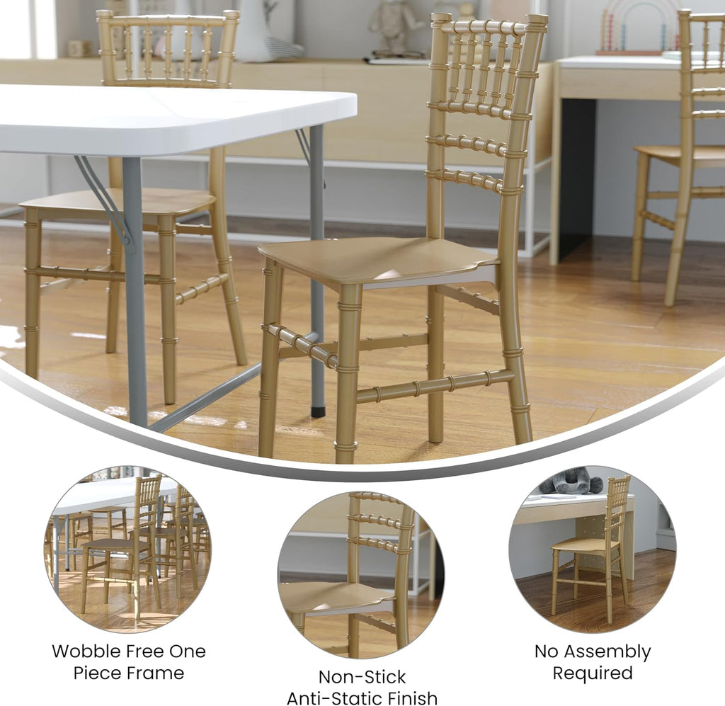 Hercules Kids Resin Chiavari Chair, Gold, 6-Pack