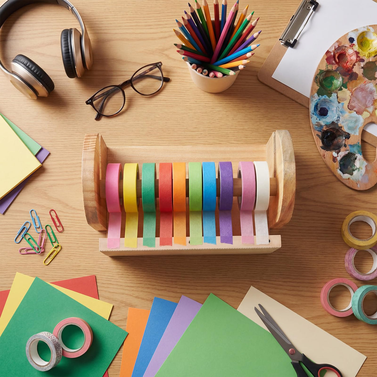 Wooden Multi Roll Washi Tape Dispenser