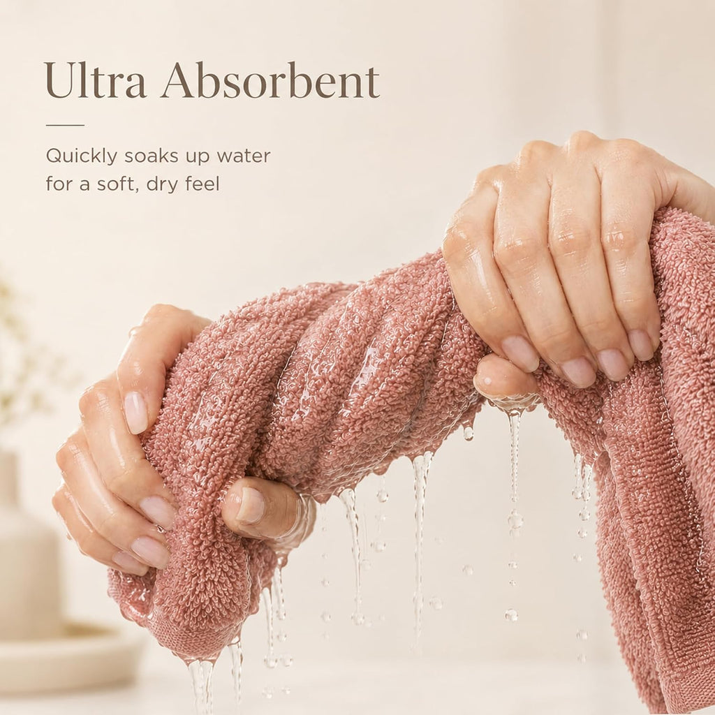 6-Pack 100% Cotton Terry Face Cloths, Soft Wash Cloths for Women | 12" x 12", Absorbent & Reusable Facial Towels for