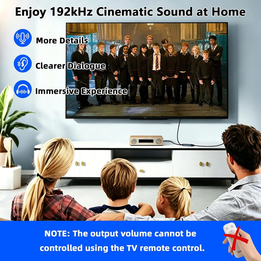 HDMI to Optical Audio Adapter 192kHz Optical to HDMI Converter Support PCM 2.0 No Lag HDMI ARC O'ptical Cable for