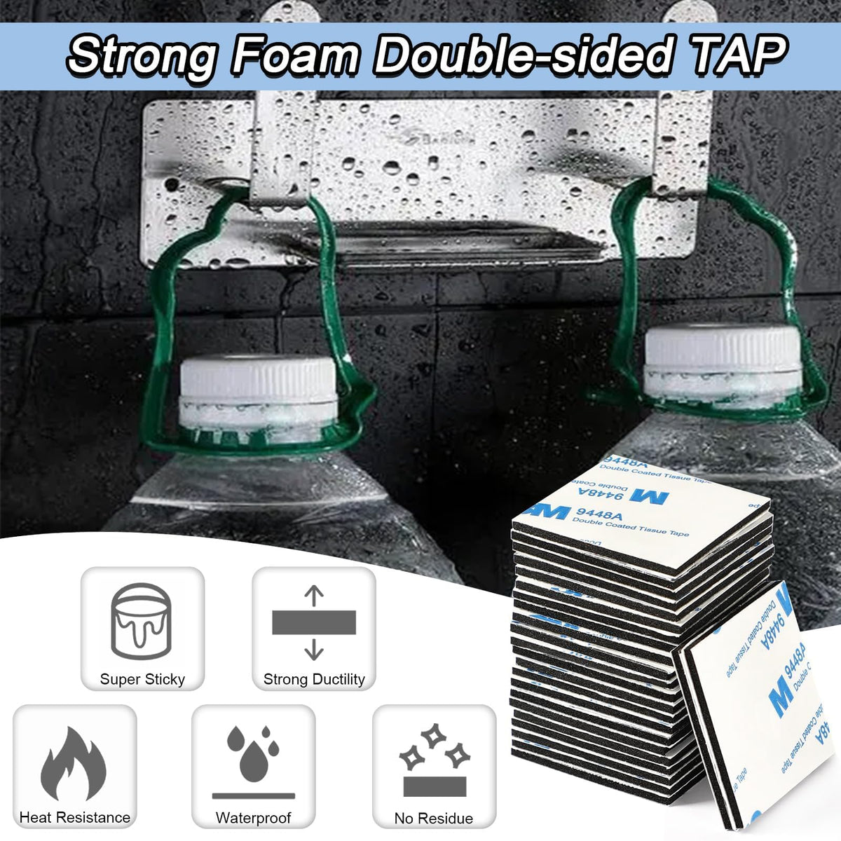 180 Pcs Double Sided Foam Tape Square Self-Adhesive Foam Tape