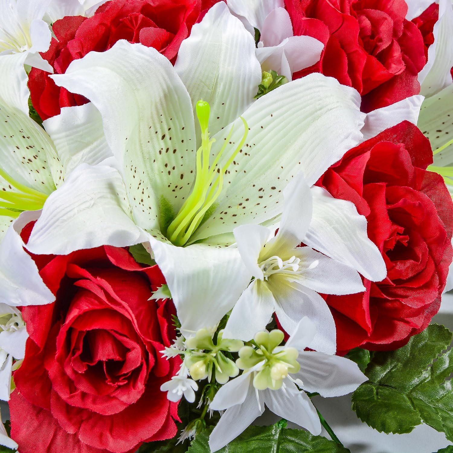 Artificial Cemetery Flower Saddles for Graves, Cemetery Memorial Flowers for Outdoor Headstone Tombstone Decorations
