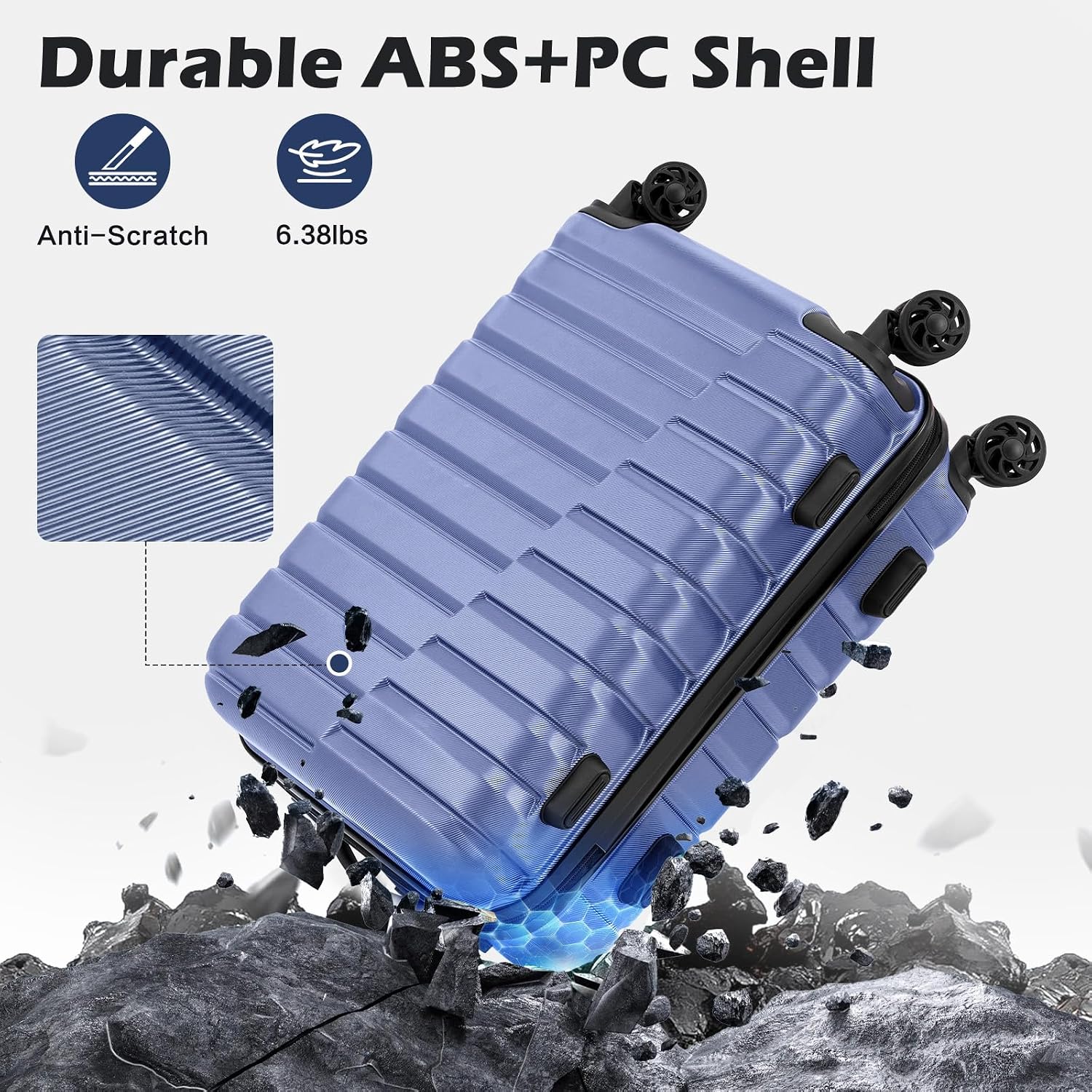 Luggage Sets, 3 Piece Hard Shell Suitcase Set with Spinner Wheels, Expandable Large Checked Luggage, Lightweight