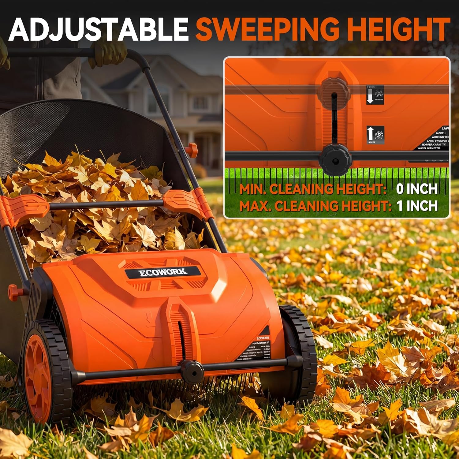 Push Lawn Sweeper 26 Inch with 4 cu. ft. Tear-Resistant Hopper Bag