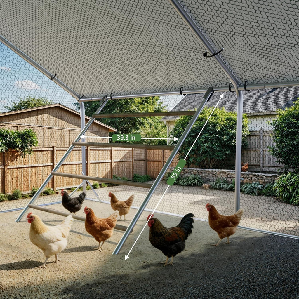 Large Metal Chicken Coop with Run, 10x13 FT Walk in Chicken Pen with Feeding Door, Secure Lock, Heavy Duty Poultry