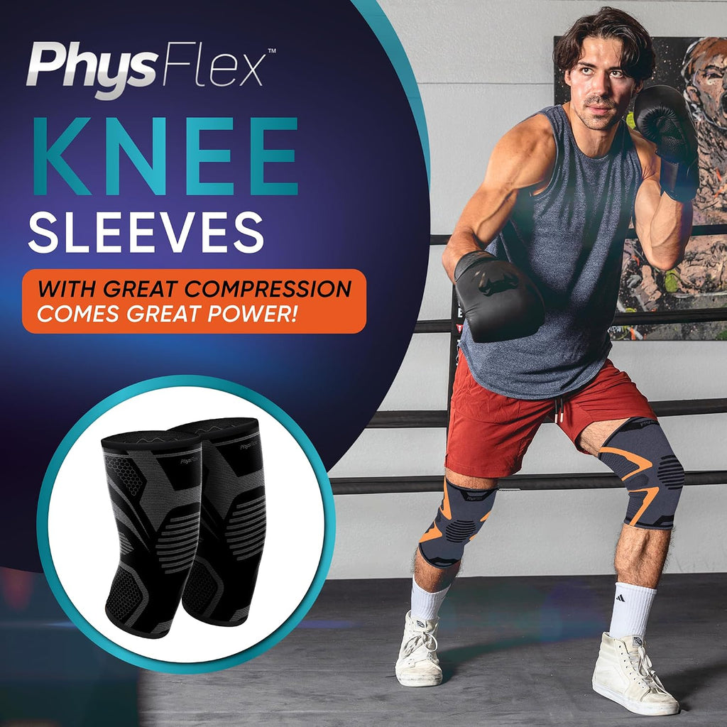 Knee Brace for Pain Relief - Knee Compression Sleeves for Men and Women - Support for Weightlifting, Gym, Workout