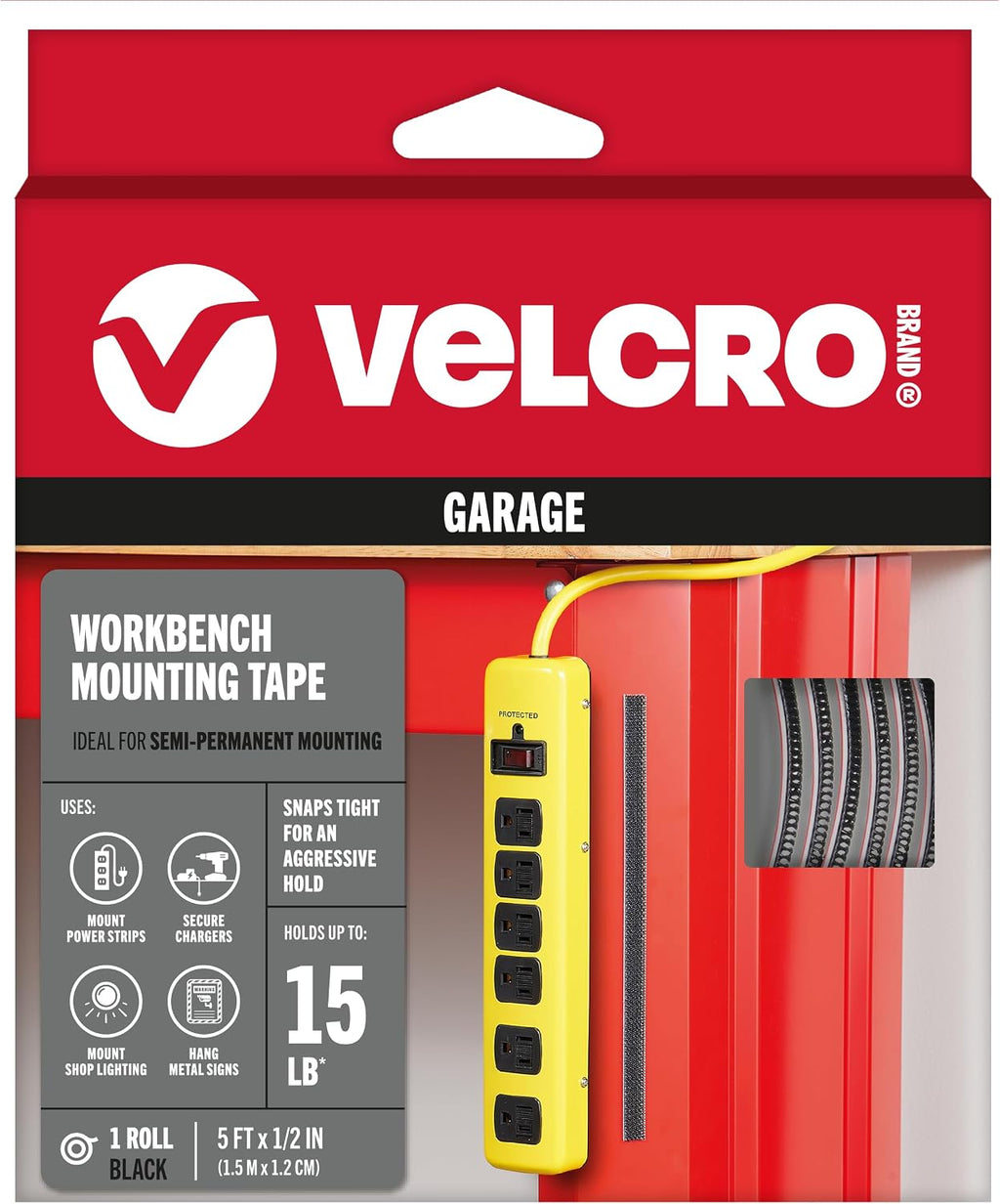 Workbench Foam Snap Lock Mounting Tape, Black, 10ft
