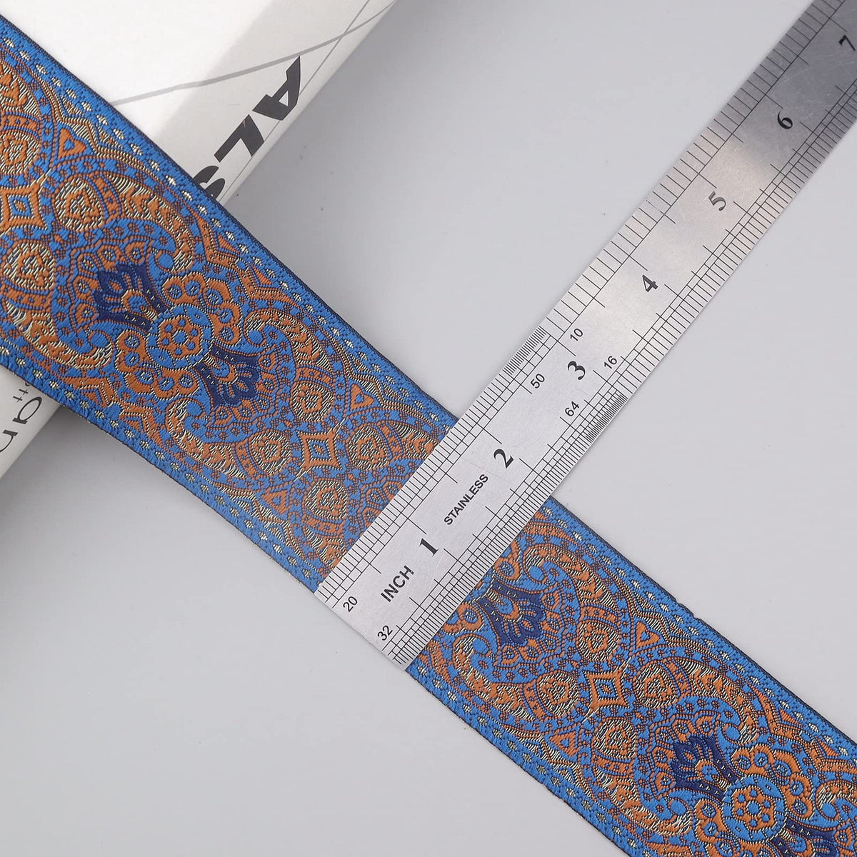 10 Yards Vintage Boho Jacquard Ribbon Trim, 1.9" Wide Embroidered Fabric Lace for Sewing, DIY Crafts, Clothing