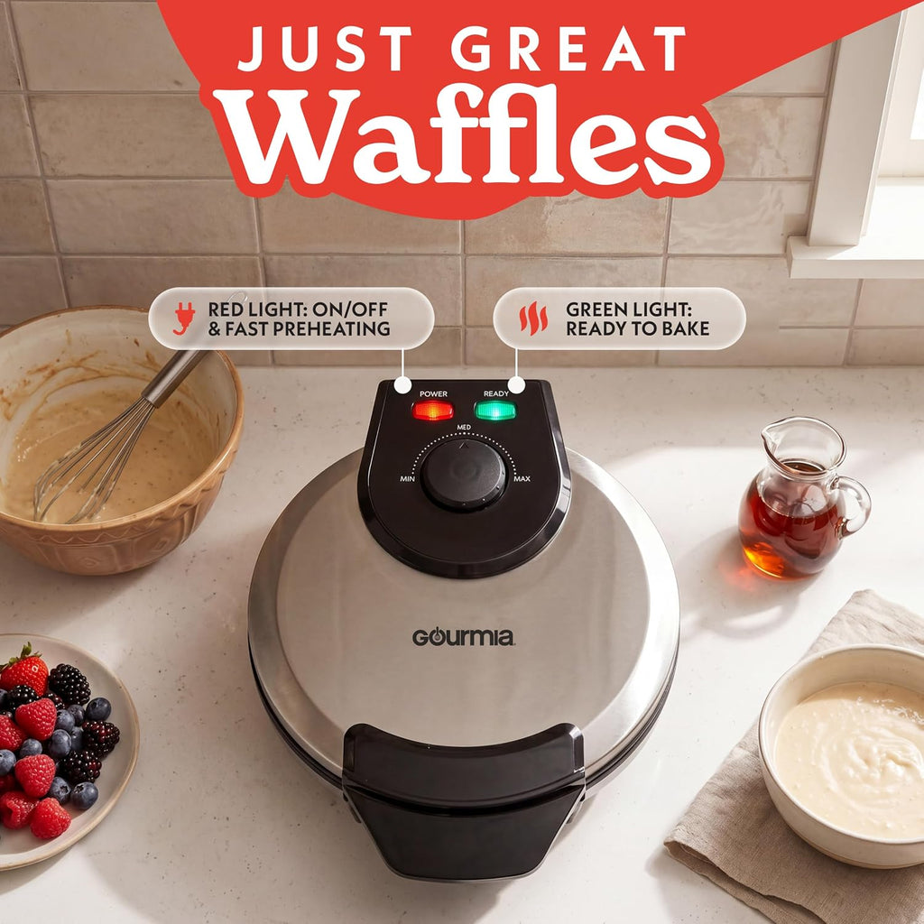 Belgian Waffle Maker – Compact Design with Upright Storage, Adjustable Browning, and Easy-Clean Nonstick Ceramic