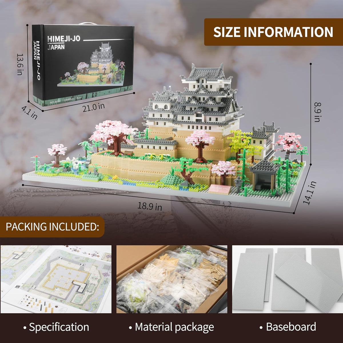 Japan Himeji Castle Miniature Building Blocks Model 10080 Pieces