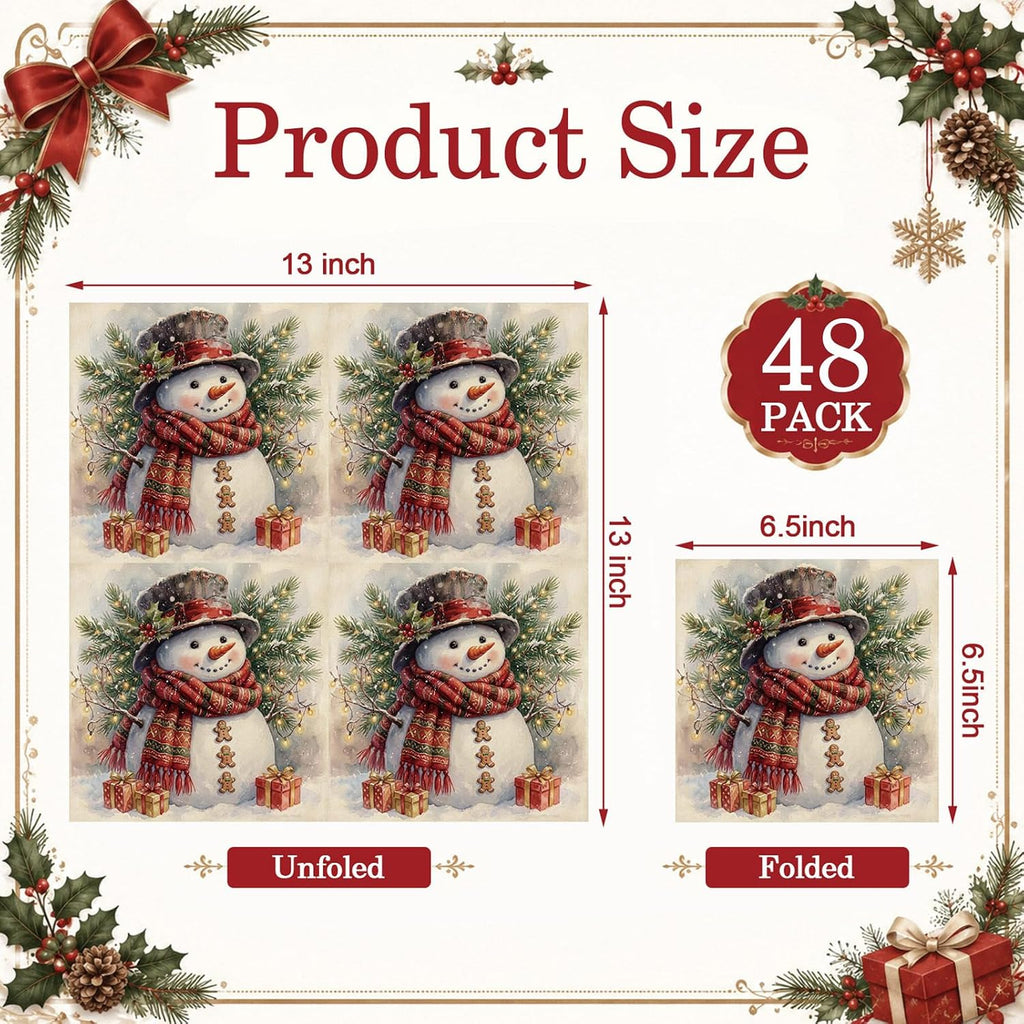 48 Pack 24 Styles Vintage Christmas Napkins for Decoupage, 13 Inch