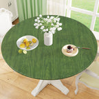 Round Fitted Vinyl Flannel Backed Tablecloth with Elastic Edge