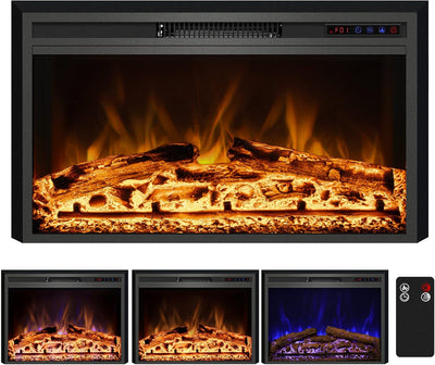 Electric Fireplace, Electric Fireplace Inserts, Recessed Fireplace Heater with Remote Control, Adjustable Flame