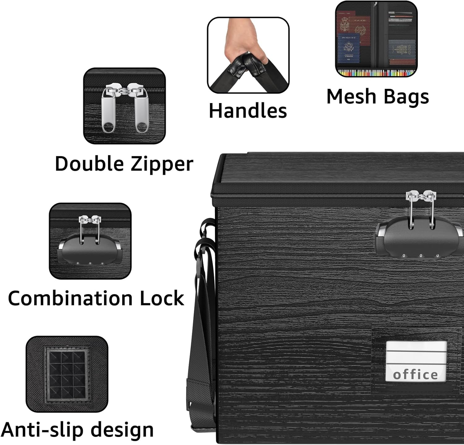 Fireproof Document Box File Organizer - Portable Locking Filing Storage Box with Handle Waterproof for Hanging