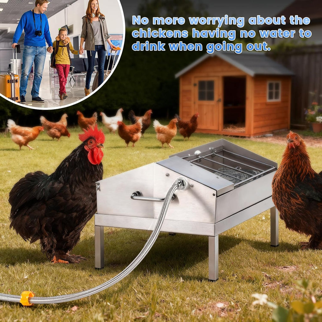 3 in 1 Automatic Chicken Waterer and Feeder Set with Float Valve