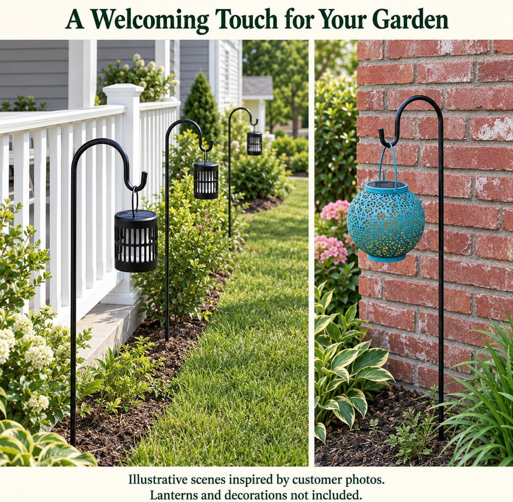 Bird Feeder Pole, 45 INCH Heavy Duty Shepherds Hooks for Outdoor with 5 Prong Base, Adjustable Stand Hanger for