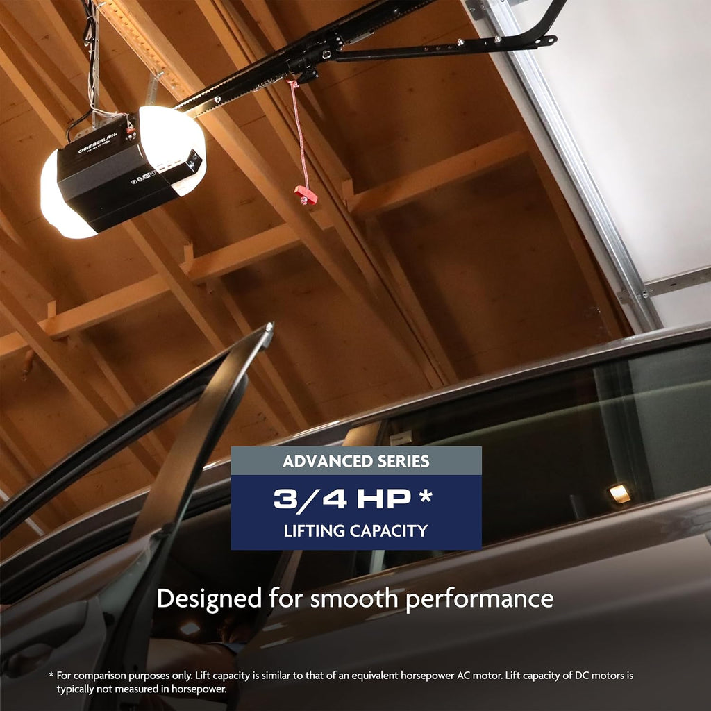 Chain Drive myQ Garage Door Opener, 3/4HP w/Fixed Camera | Heavy duty chain drive, Smart Garage myQ integration
