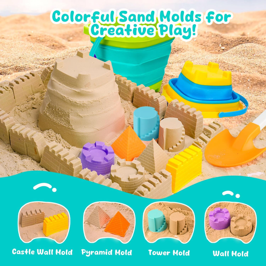 Collapsible Beach Toys for Kids Ages 4-8, Sand Toys for Toddlers Ages 3-4-8, Beach Toy Set with Collapsible Beach