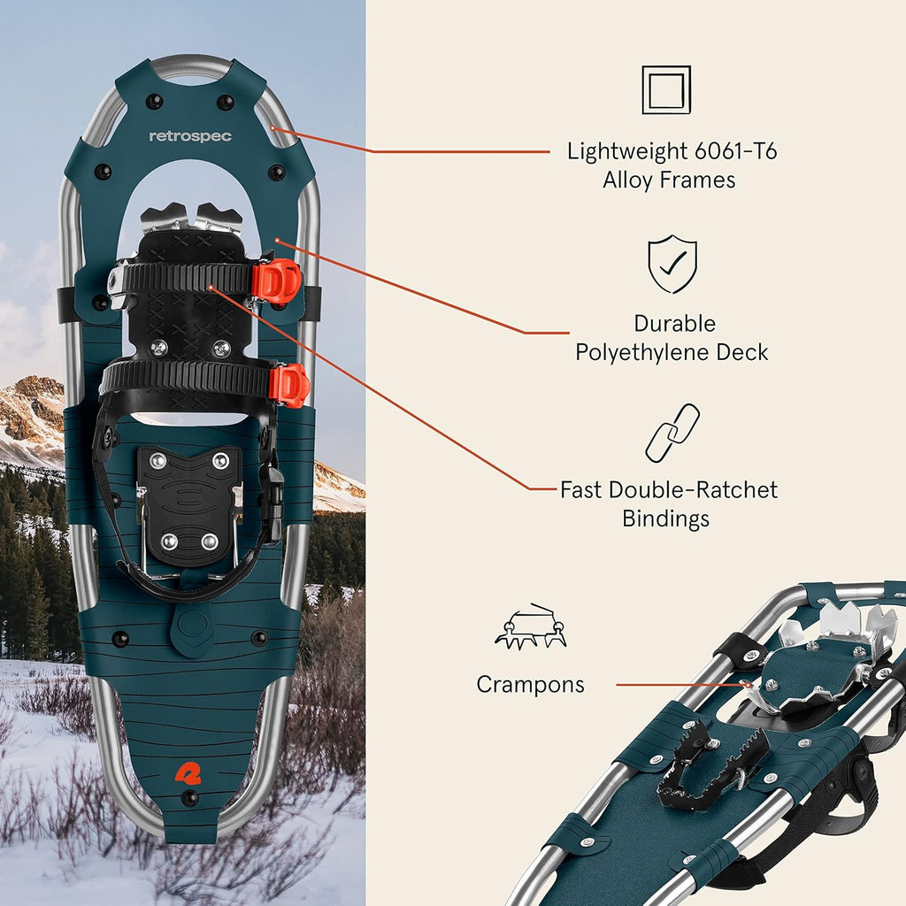 Drifter Snowshoes & Trekking Poles Bundle with Adjustable Bindings - Lightweight Aluminum Snow Shoes for Women & Men
