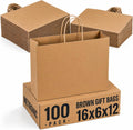 Large Brown Paper Bags with Handles 16x6x12 Inch 100 Pack
