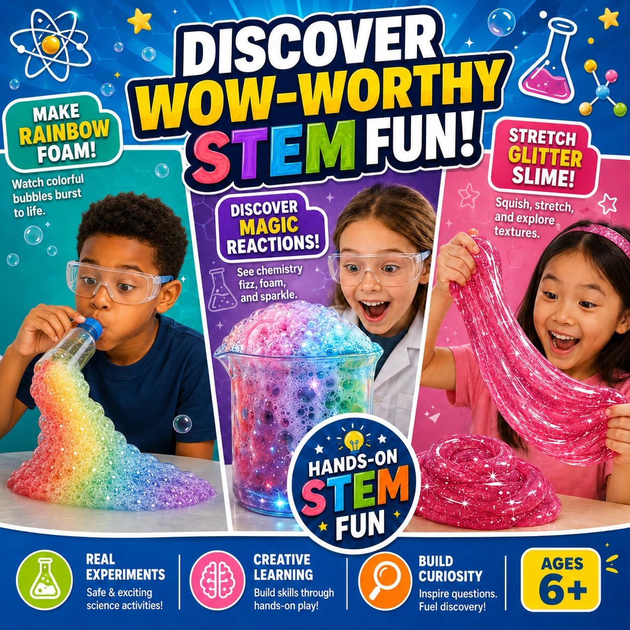 Science Experiment Kit for Kids 6-12, STEM Chemistry Set with Volcano | 130+ science activities with volcano