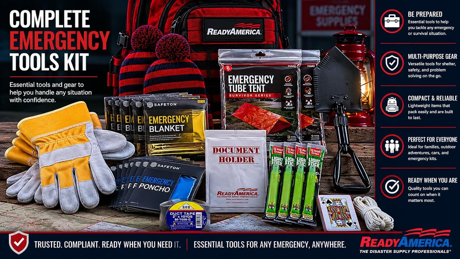 70457 Elite II 4-Person 3-Day Emergency Survival Backpack | 72 Hour Emergency Go Bag with Food, Water, First Aid