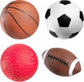 Sports Balls for Kids & Toddlers - (Pack of 4) 5-inch Sports Set Includes Football, Small Size Soccer, Basketball