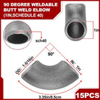 Shimeyao 15 Pcs 1" Seamless Handrail Steel Pipe Fitting Elbows