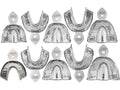Dental Impression Trays - Set of 10 Perforated Stainless Steel Trays (XS, S, M, L, XL) - Durable, Rounded Margins