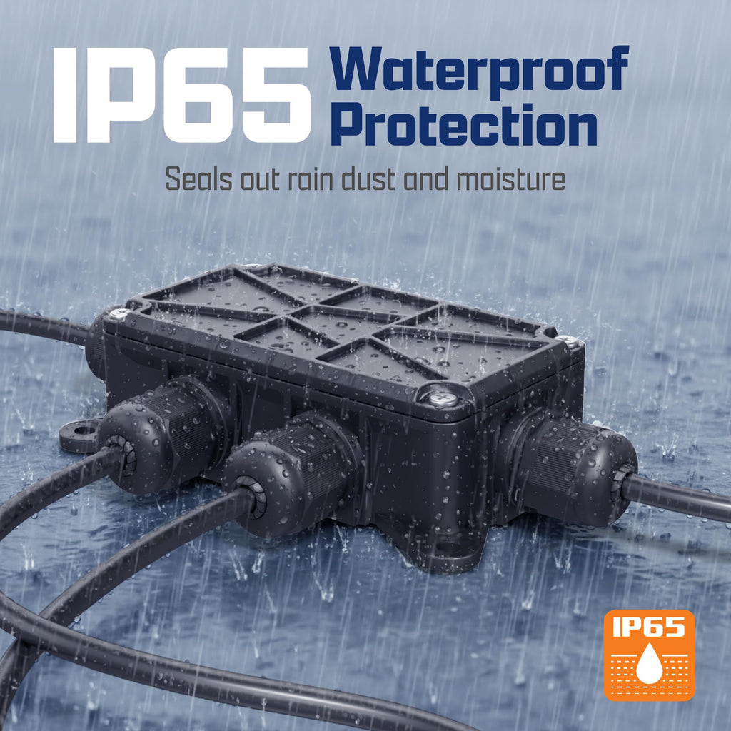 Sully IP65 Waterproof Junction Box for WAGO 221 Connectors, Black