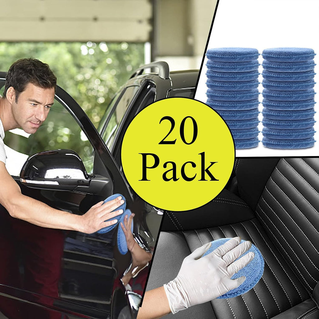 Microfiber Applicator Pads Wax Applicator, 20 Pack Foam Applicator Pads Car Wash Sponge, Buffing & Detail Polishing
