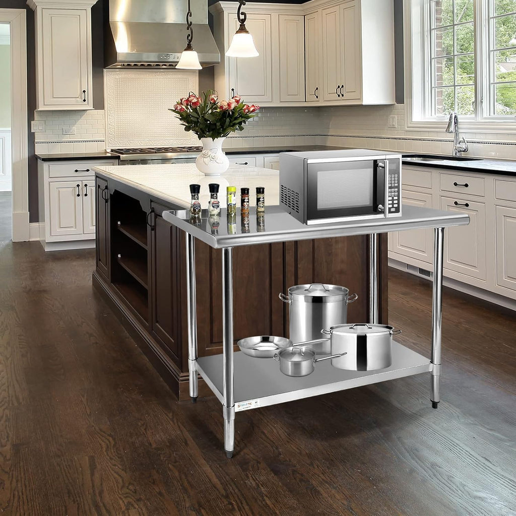 18-Gauge Stainless Steel Prep Table with Undershelf 36”x24” 3ft