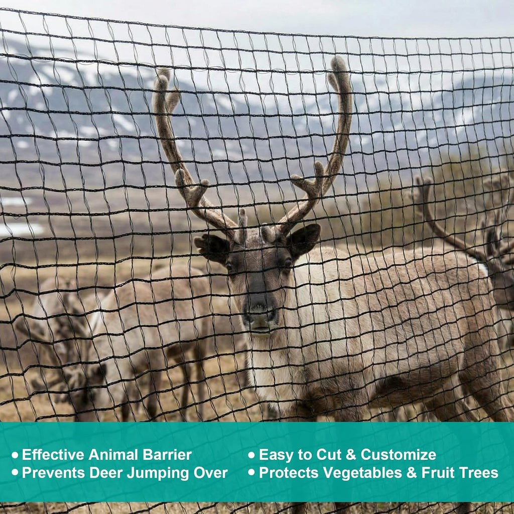 7.5ft*100ft Deer Fence Netting, Heavy Duty HDPE Mesh Animal Barrier, Black