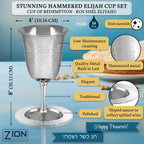 Passover Seder Complete Set Hammered Vienna Collection - Includes Seder Plate, Matzah Tray, Elijah Cup with Saucer