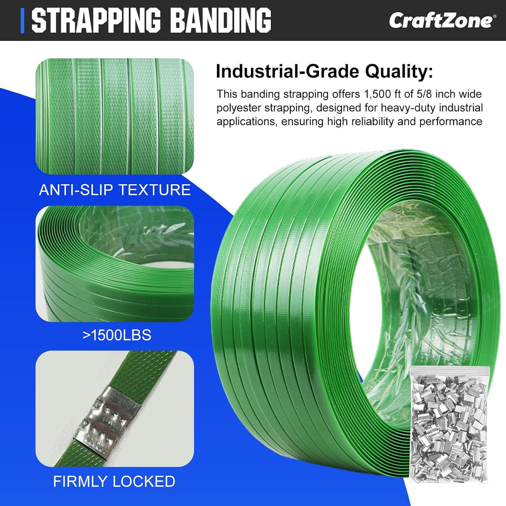 Banding Strapping Kit | Pallet Strapping Kit with Tensioner Tool | Heavy Duty Banding Tool 1500lbs Break for Banding