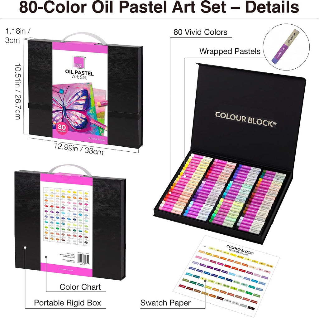 80 Colors Oil Pastels Art Set, Premiun Ultra-Soft Creamy Pastel for Drawing, Blending, Shading for Professional