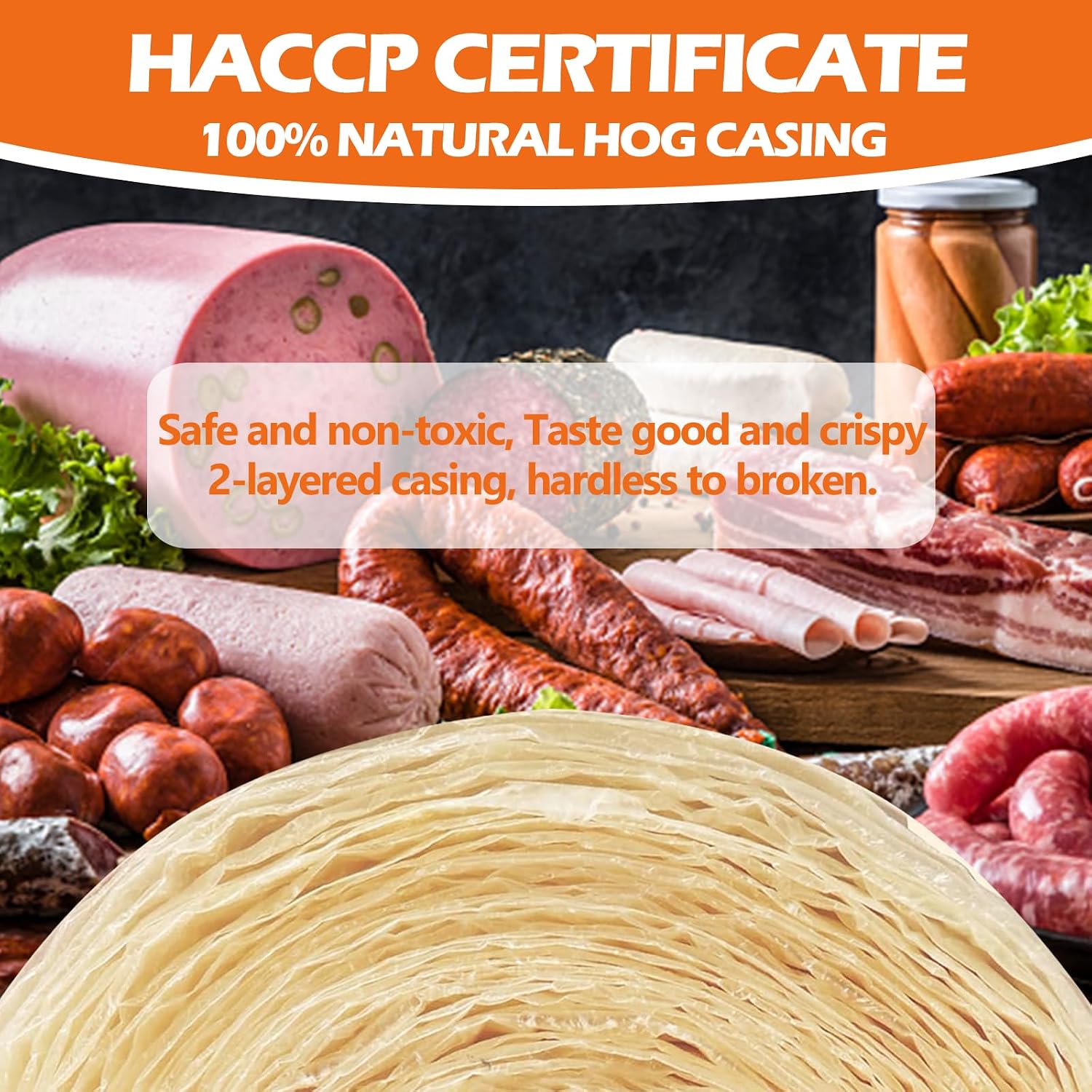 Edible Drying Sausage Casing, Natural Sausage Casings for Flavorous Homemade Sausages, Breakfast Sausage, Italian
