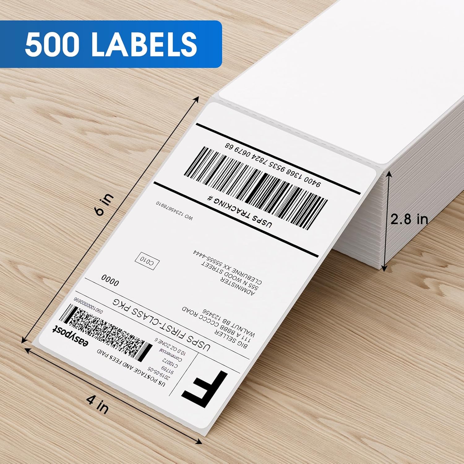 4" x 6" Direct Thermal Shipping Labels, 500 Fanfold, White | 4" x 6" Fanfold Shipping Labels; Permanent Adhesive