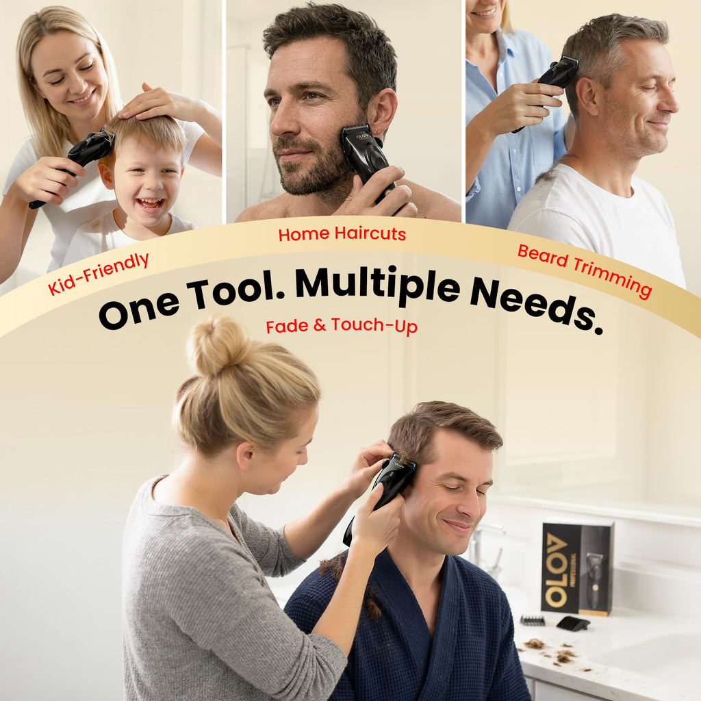Hair Clippers for Men, Cordless Hair Clipper Kit, Adjustable 4 Length Setting, 2-Speed Settings, Replaceable Ceramic