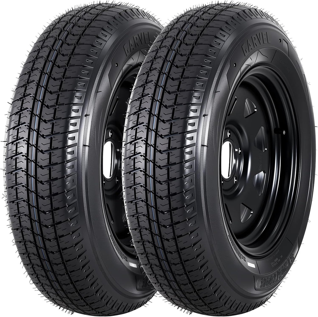 2-Pack Trailer Tire On Rim ST205/75D15 Trailer Tires and Wheels 5 Lug on 4.5 in PCD Trailer Tires with 15 in Rims
