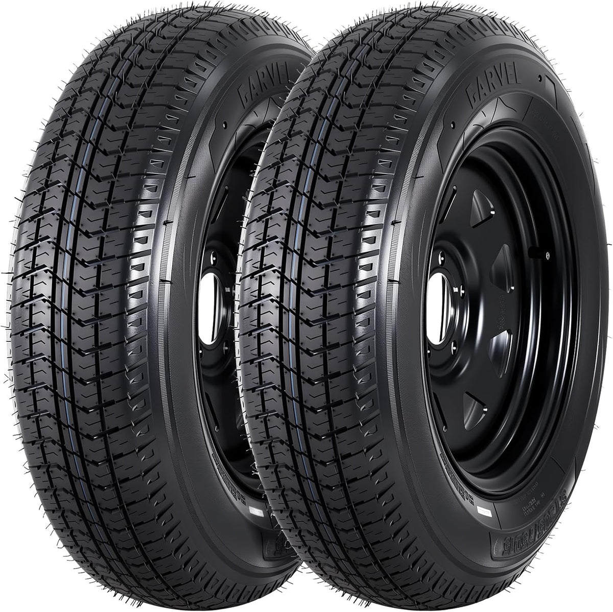 2-Pack Trailer Tire On Rim ST205/75D15 Trailer Tires and Wheels 5 Lug on 4.5 in PCD Trailer Tires with 15 in Rims