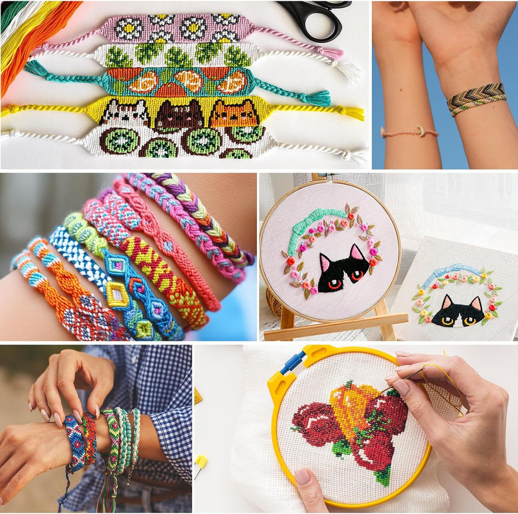 276 Pack Embroidery Floss Thread Kit Including 210 Colors Cross Stitch Sewing Thread with 66 Pcs Embroidery