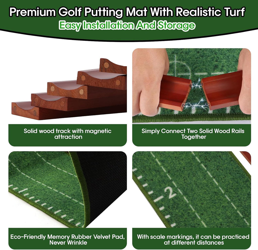 Putting Green Indoor, Golf Putting Mat with Auto Ball Return, Practice Putting mat, Crystal Velvet Surface, Ideal for